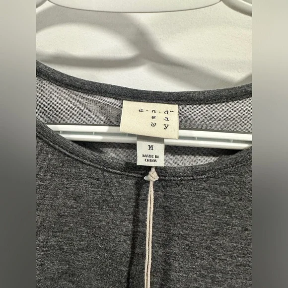 NWT A New Day Three Quarter Sleeve Gray Ruched Tie Waist Dress - Picture 6 of 8